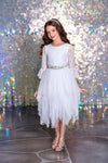 Load image into Gallery viewer, LA Merchandise LAZD708 Girls Lace Three-Quarter Bell Sleeve Tulle Tutu Dress