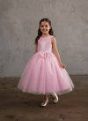 Load image into Gallery viewer, LA Merchandise LAZD832 Girls Sequin Bodice Tea-Length Glitter Tulle A-Line Dress
