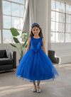 Load image into Gallery viewer, LA Merchandise LAZD832 Girls Sequin Bodice Tea-Length Glitter Tulle A-Line Dress