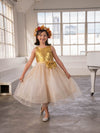 Load image into Gallery viewer, LA Merchandise LAZD832 Girls Sequin Bodice Tea-Length Glitter Tulle A-Line Dress