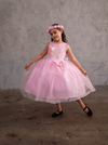 Load image into Gallery viewer, LA Merchandise LAZD832 Girls Sequin Bodice Tea-Length Glitter Tulle A-Line Dress