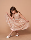 Load image into Gallery viewer, LA Merchandise LAZD817 Girls Metallic Glitter Short A-Line Dress with Beaded Waist