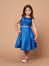Load image into Gallery viewer, LA Merchandise LAZD817 Girls Metallic Glitter Short A-Line Dress with Beaded Waist