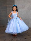 Load image into Gallery viewer, LA Merchandise LAZSCK306 Girls 3D Floral Corset A-Line Gown with Removable Cape Sleeves