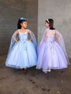 Load image into Gallery viewer, LA Merchandise LAZSCK306 Girls 3D Floral Corset A-Line Gown with Removable Cape Sleeves