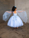 Load image into Gallery viewer, LA Merchandise LAZSCK306 Girls 3D Floral Corset A-Line Gown with Removable Cape Sleeves