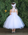 Load image into Gallery viewer, LA Merchandise LAZD778 Girls Beaded Leaf Applique Full-Length Tulle A-Line Dress