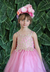 Load image into Gallery viewer, Girls Sleeveless Tulle Dress with Leaf Appliques by LA Merchandise D778-Girls Formal Dresses-ABC Fashion