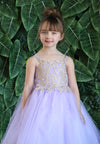 Load image into Gallery viewer, Girls Sleeveless Tulle Dress with Leaf Appliques by LA Merchandise D778-Girls Formal Dresses-ABC Fashion