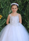 Load image into Gallery viewer, Girls Sleeveless Tulle Dress with Leaf Appliques by LA Merchandise D778-Girls Formal Dresses-ABC Fashion