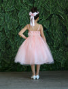 Load image into Gallery viewer, LA Merchandise LAZD778 Girls Beaded Leaf Applique Full-Length Tulle A-Line Dress