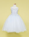 Load image into Gallery viewer, LA Merchandise LAZD778 Girls Beaded Leaf Applique Full-Length Tulle A-Line Dress