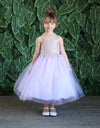 Load image into Gallery viewer, LA Merchandise LAZD778 Girls Beaded Leaf Applique Full-Length Tulle A-Line Dress