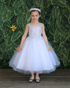 Load image into Gallery viewer, LA Merchandise LAZD778 Girls Beaded Leaf Applique Full-Length Tulle A-Line Dress