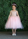 Load image into Gallery viewer, LA Merchandise LAZD778 Girls Beaded Leaf Applique Full-Length Tulle A-Line Dress