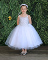 Load image into Gallery viewer, LA Merchandise LAZD778 Girls Beaded Leaf Applique Full-Length Tulle A-Line Dress