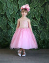 Load image into Gallery viewer, LA Merchandise LAZD778 Girls Beaded Leaf Applique Full-Length Tulle A-Line Dress