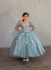 Load image into Gallery viewer, LA Merchandise LAZSCK309 Girls 3D Floral Sweetheart Gown with Removable Puff Sleeves