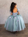 Load image into Gallery viewer, LA Merchandise LAZSCK309 Girls 3D Floral Sweetheart Gown with Removable Puff Sleeves