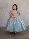 Load image into Gallery viewer, LA Merchandise LAZSCK309 Girls 3D Floral Sweetheart Gown with Removable Puff Sleeves