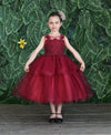 Load image into Gallery viewer, Girls Tea Length Tulle Dress with Embroidered Bodice by LA Merchandise D792-Girls Formal Dresses-ABC Fashion