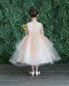 Load image into Gallery viewer, LA Merchandise LAZD792 Girls Floral Embroidered Illusion Tea-Length Tiered Dress
