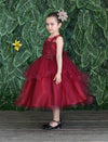 Load image into Gallery viewer, LA Merchandise LAZD792 Girls Floral Embroidered Illusion Tea-Length Tiered Dress