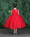 Load image into Gallery viewer, LA Merchandise LAZD792 Girls Floral Embroidered Illusion Tea-Length Tiered Dress