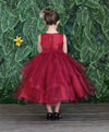 Load image into Gallery viewer, LA Merchandise LAZD792 Girls Floral Embroidered Illusion Tea-Length Tiered Dress