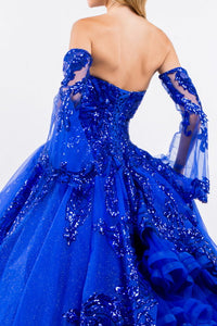 LA Merchandise LAS1914 Embellished Ball Gown With Detachable Sleeves
