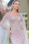 Load image into Gallery viewer, Wholesale Beaded Sequin Fitted Prom Dress with Cape Sleeves Floor-Length Dress by LAS3664 - - Long Prom Dress LAS