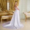 Load image into Gallery viewer, LAS3715 Wholesale Strapless Satin Wedding Dress with High Slit, Lace-Up Corset Back &amp; Sweep Train - - Wedding Dress LAS