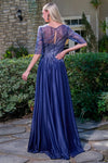 Load image into Gallery viewer, Wholesale V-Neck 1/2 Illusion Sleeve Beaded A-Line Glitter Formal Evening Gown by LAS3739 - - Mother of he Bride Dress LAS