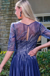 Load image into Gallery viewer, Wholesale V-Neck 1/2 Illusion Sleeve Beaded A-Line Glitter Formal Evening Gown by LAS3739 - - Mother of he Bride Dress LAS