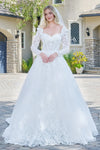 Load image into Gallery viewer, LAS3820 Wholesale Long Sleeve Lace Wedding Dress Ball Gown Sweetheart Corset Bodice Bridal Gown - OFF WHITE - Wedding Dress LAS