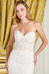 Load image into Gallery viewer, LAS3830 Wholesale Off-White Strapless Sweetheart Wedding Dress with Sheer Long Sleeve Bridal Gown