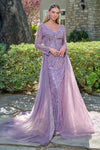 Load image into Gallery viewer, LAS3832 Wholesale Mauve Long Sleeve Sequin Beaded Mother of the Bride Dress V-Neck A-Line Evening Gown