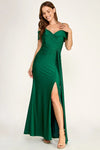 Load image into Gallery viewer, LAF3130 Wholesale Off-Shoulder Sweetheart Neckline Satin Evening Gown with Thigh-High Slit