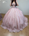 Load image into Gallery viewer, LA Merchandise LA281 Off-Shoulder Glitter Quinceañera Gown with Beaded Appliqués - - Quinceanera Dress LA Merchandise