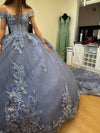 Load image into Gallery viewer, Wholesale Elegant Quinceañera Ball Gown with Layered Skirt Floral Lace Appliqué by LA286 - - Quinceanera Dress LA Merchandise