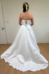 Load image into Gallery viewer, Wholesale Strapless Satin A-line Gown with Corset Bodice &amp; Lace-Up Back Formal Dress by LAA5080 - - Long Formal Dresses LAA