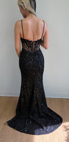 Load image into Gallery viewer, LA Merchandise LA2055 Corset Sequin Embellished Slit Evening Dress - - Dress LA Merchandise