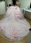 Load image into Gallery viewer, LA Merchandise LA270 Off-Shoulder Floral Applique Ball Gown with Glitter Tulle Skirt - - Quinceanera Dress LA Merchandise