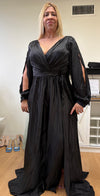 Load image into Gallery viewer, La Merchandise LA1857 Split Long Sleeve V-Neck Bridesmaid Dress - BLACK - LA Merchandise