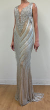 Load image into Gallery viewer, Terani Couture 251GL4345 Clearance Silver Nude Size 4 Wholesale Elegant Fitted Long Evening Gown – Silvee - - Dress Terani Couture