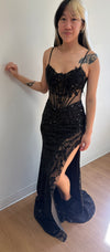 Load image into Gallery viewer, LA Merchandise LA2055 Corset Sequin Embellished Slit Evening Dress - - Dress LA Merchandise
