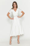 Load image into Gallery viewer, LA Merchandise LAF5274 V-Neck Short Sleeve Midi Dress with Rhinestone Waistband and Pockets