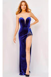 Load image into Gallery viewer, Clearance Royal Size 4 Wholesale Velvet Prom Gown with Strapless Design By Jovani 09056A - Royal 4 - Prom Jovani