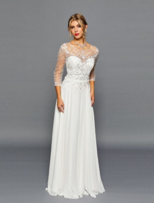 LA Merchandise LADK304B Sheer Bodice Wedding Dress