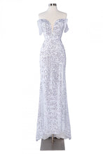 Load image into Gallery viewer, White Full Sequined Long Gown - LAEL2724 - WHITE - Dress LA Merchandise